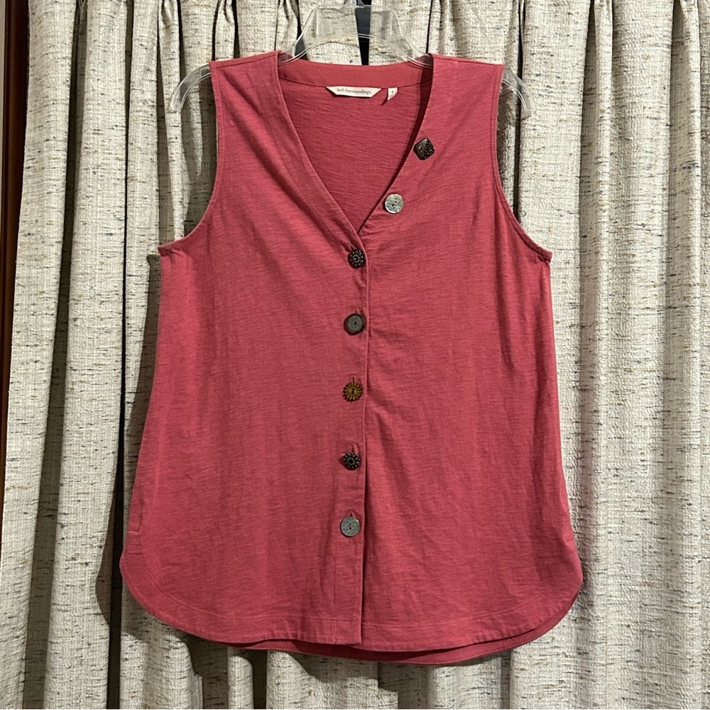 Soft Surroundings Delia Eclectric Button Jersey Knit Tank